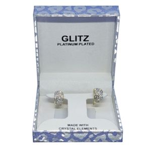 NWT Glitz Small Hoop Earrings Platinum Plated Crystal Elements